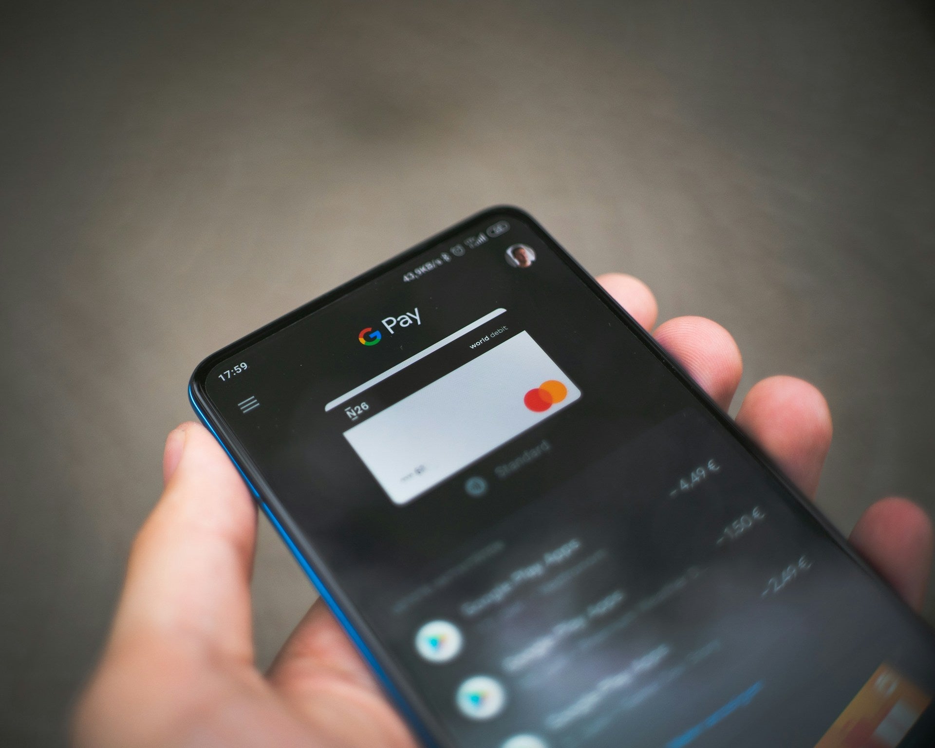 A phone open to Google Pay.