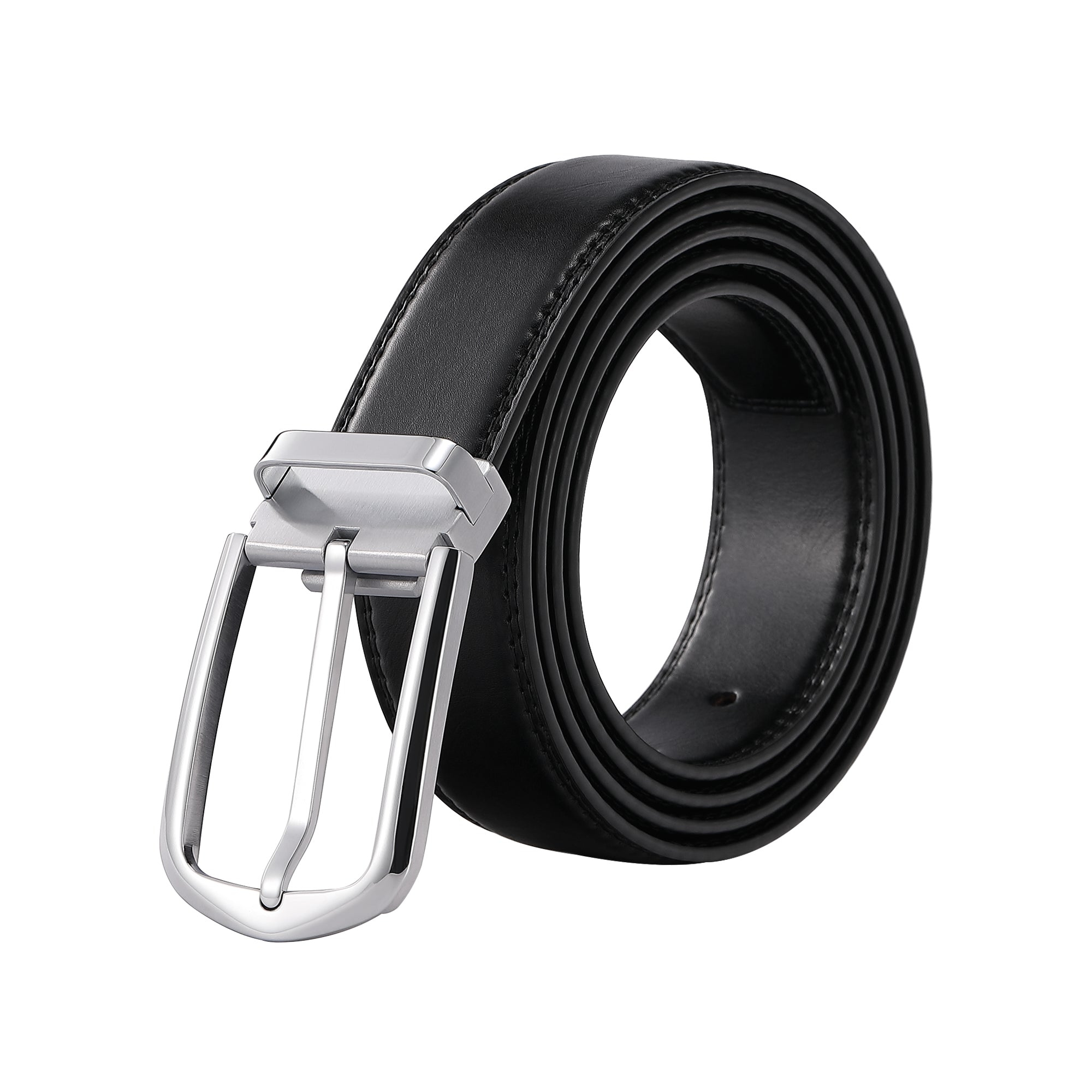 Cut to Fit Belt with Silver Buckle | Men's Vegan Dress Belt