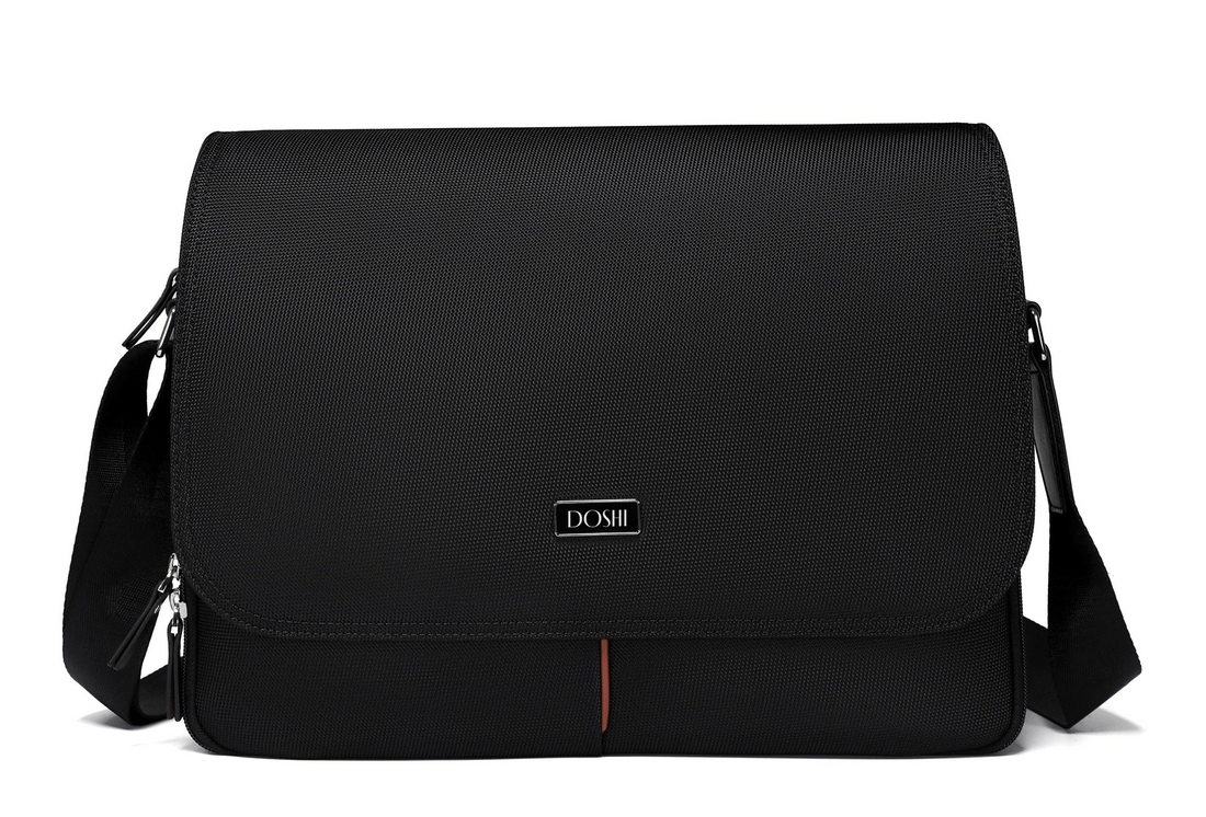 Black vegan leather shoulder bag on a white background