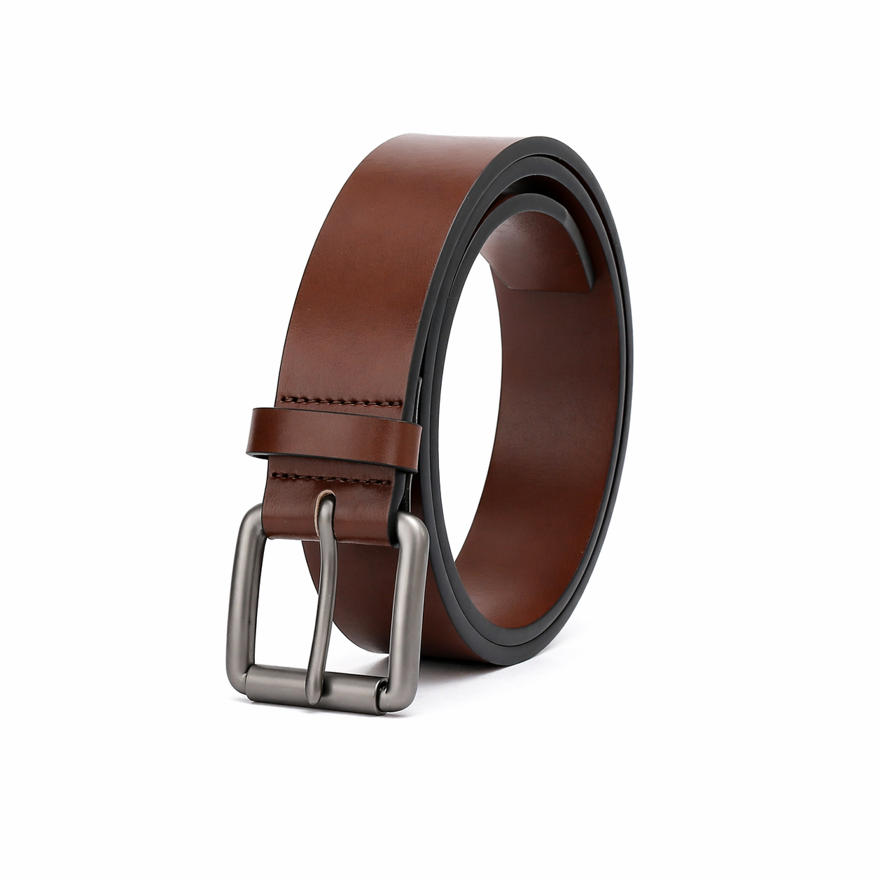 Casual belt w/ Roller buckle in Gunmetal (30-36)
