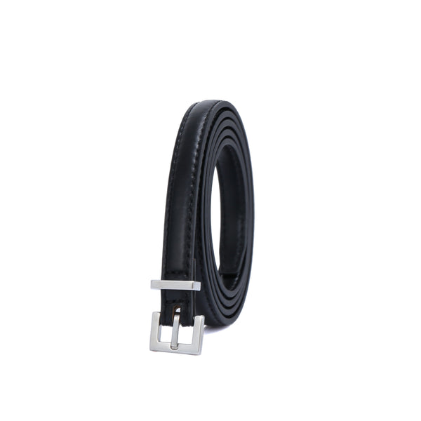 St.John Silver Bar Buckle Black Leather Skinny Belt Size XSmall/Small St. John Knits Extra Skinny Black Leather Belt main image 3