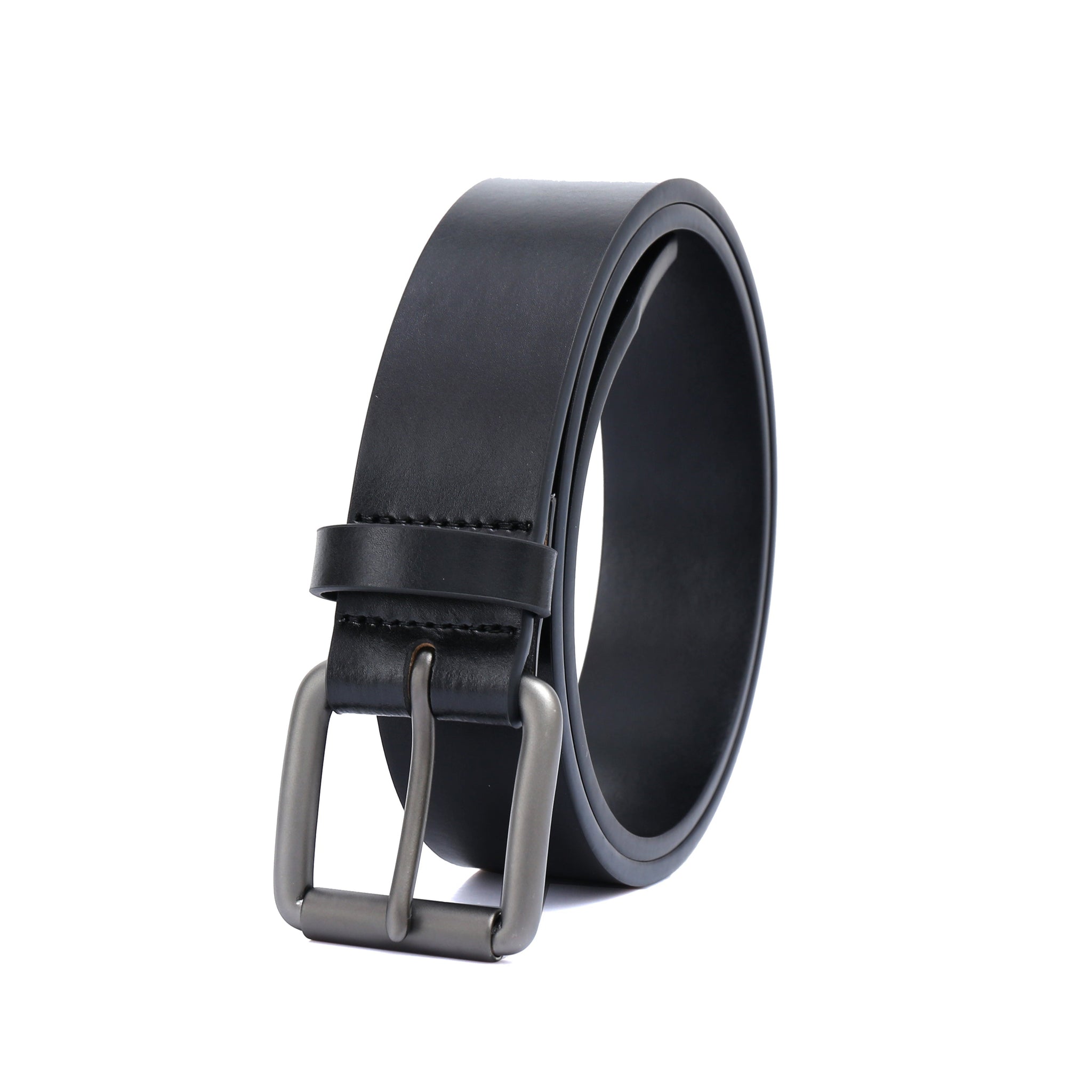 Casual belt w/ Roller buckle in Gunmetal (Brass)