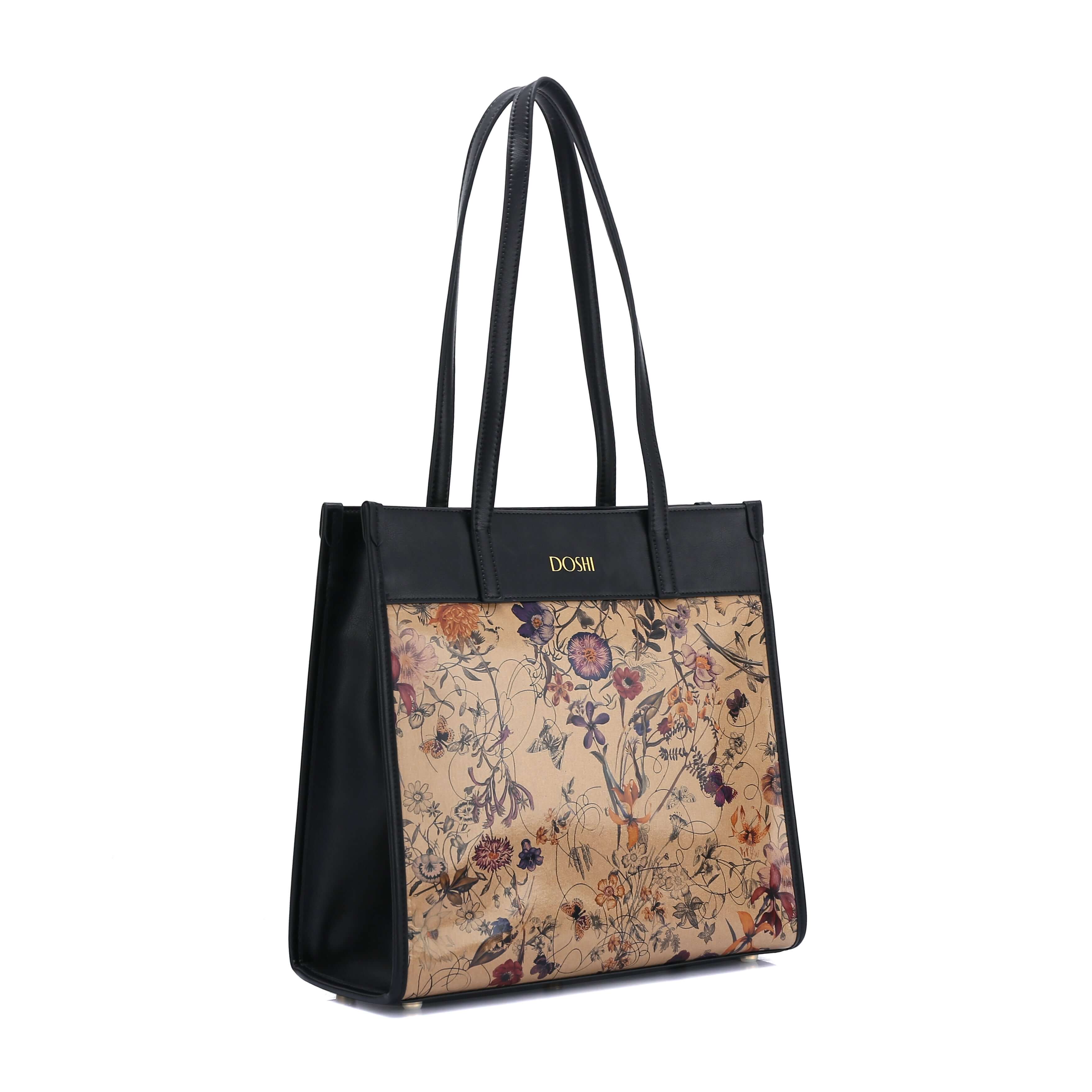 Portrait Tote Bags 2 Floral Kraft Paper Vegan Tote | Doshi