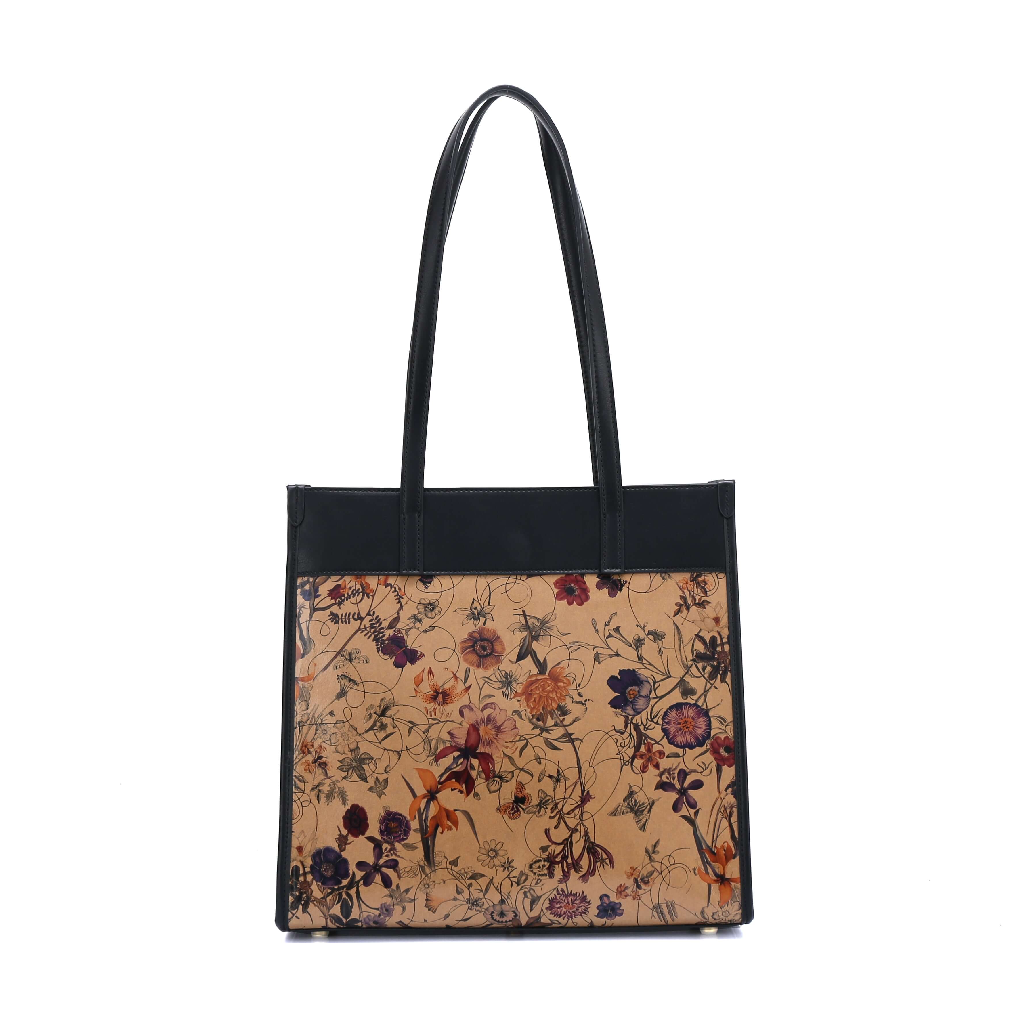 Portrait Tote Bags 2 Floral Kraft Paper Vegan Tote | Doshi