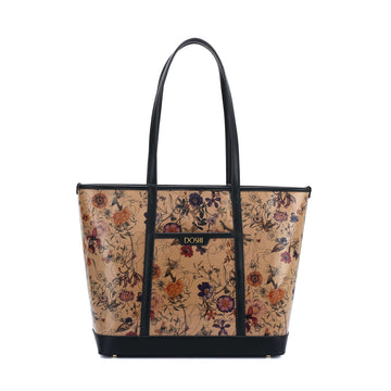 The Standard : Large Floral Kraft Paper Vegan Leather Tote