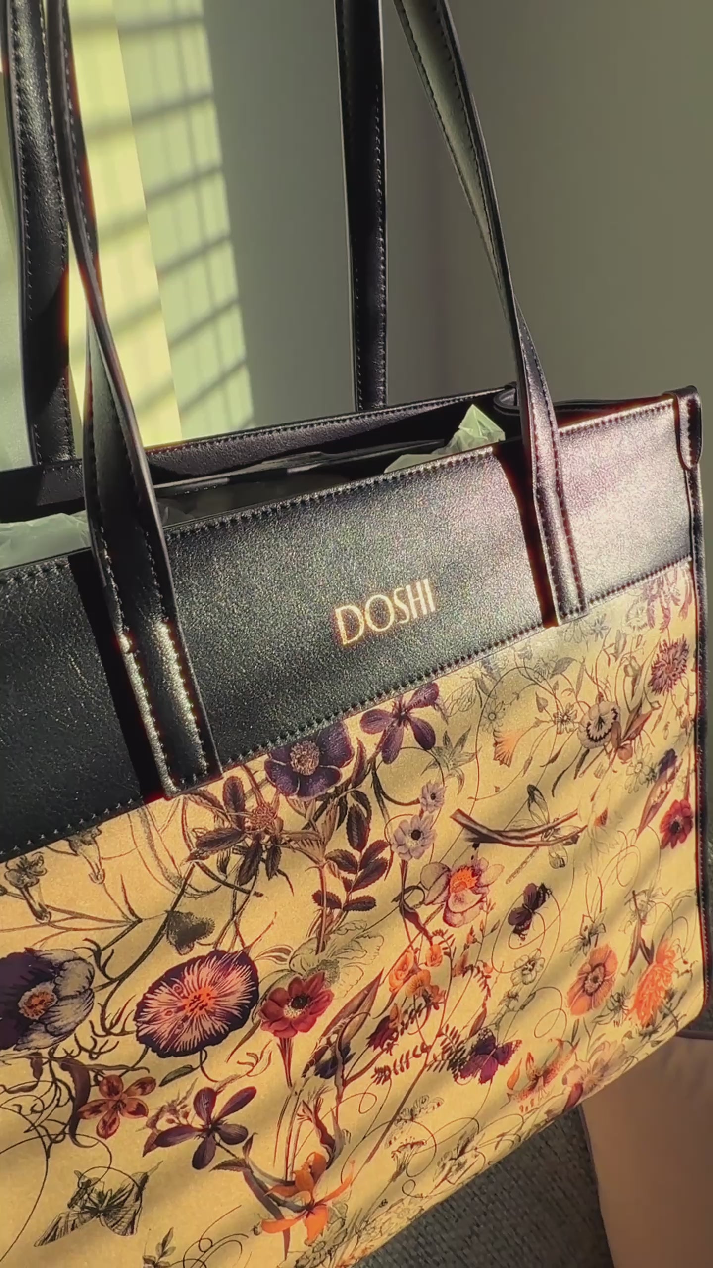 Portrait Tote 2 - Floral Kraft Paper Vegan Tote