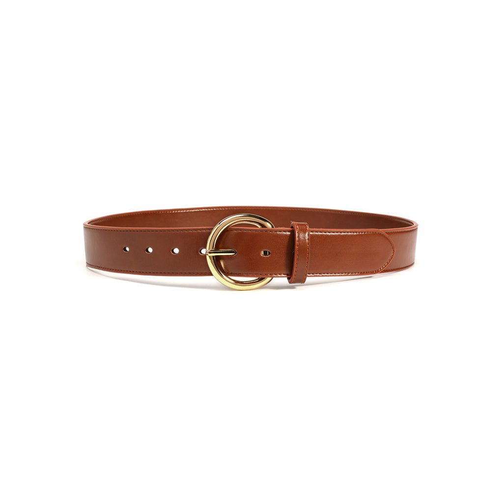 Women's Gold Ring Belt - Brown (Only Size 34 - 40)