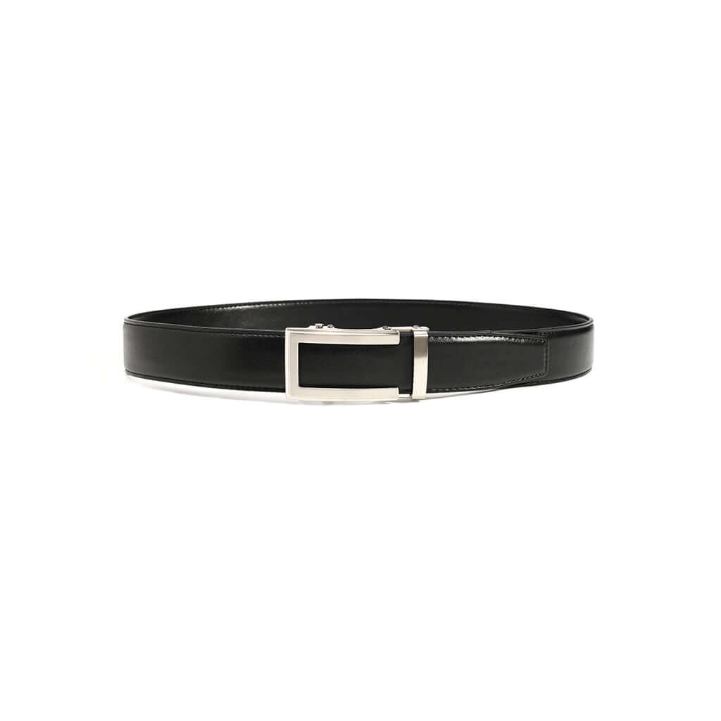 Men's Stainless Steel Black Belt With Gold Buckle