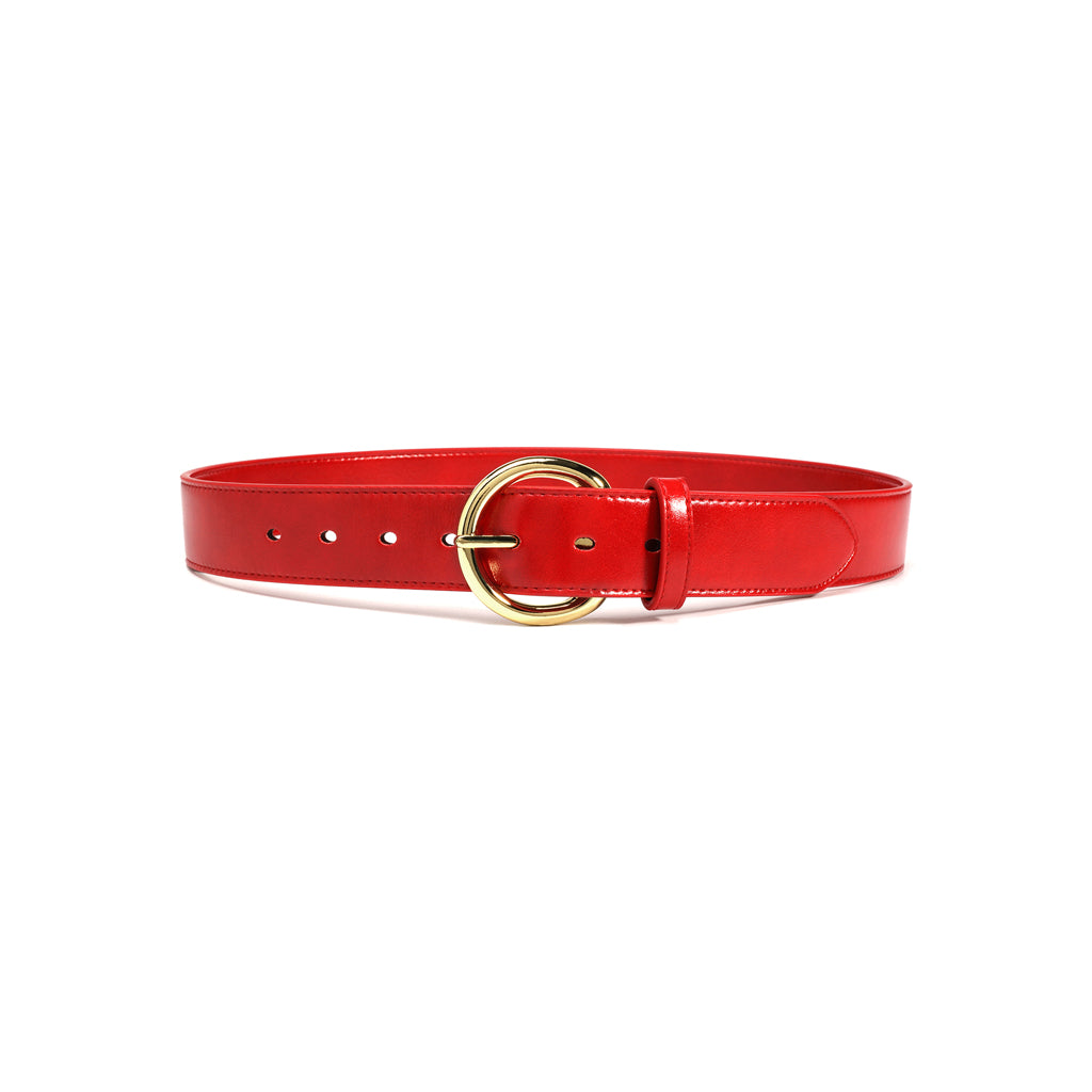 Women's Gold Ring Belt - Red