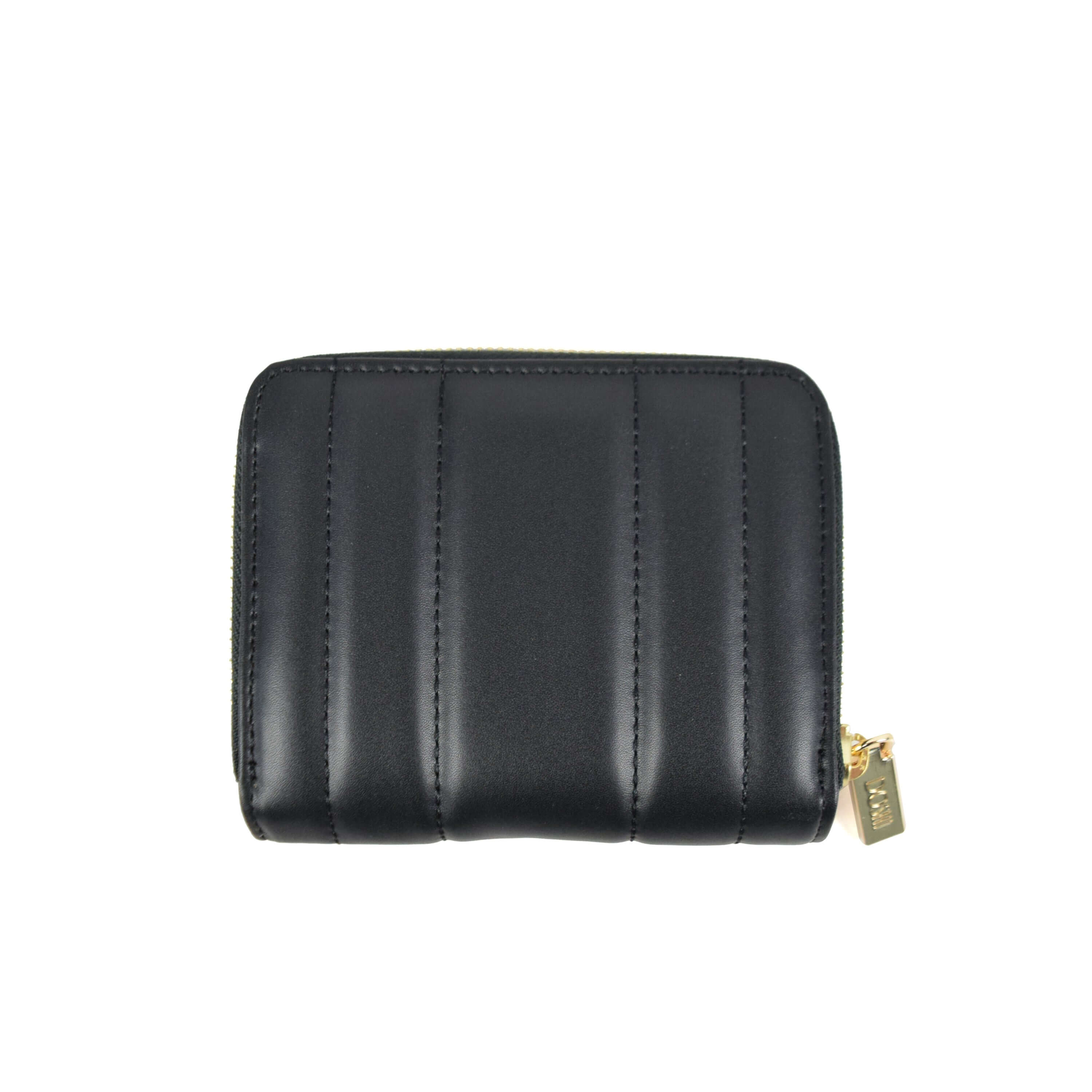 DKNY Black Quilted Leather Zip Around Wallet Dkny