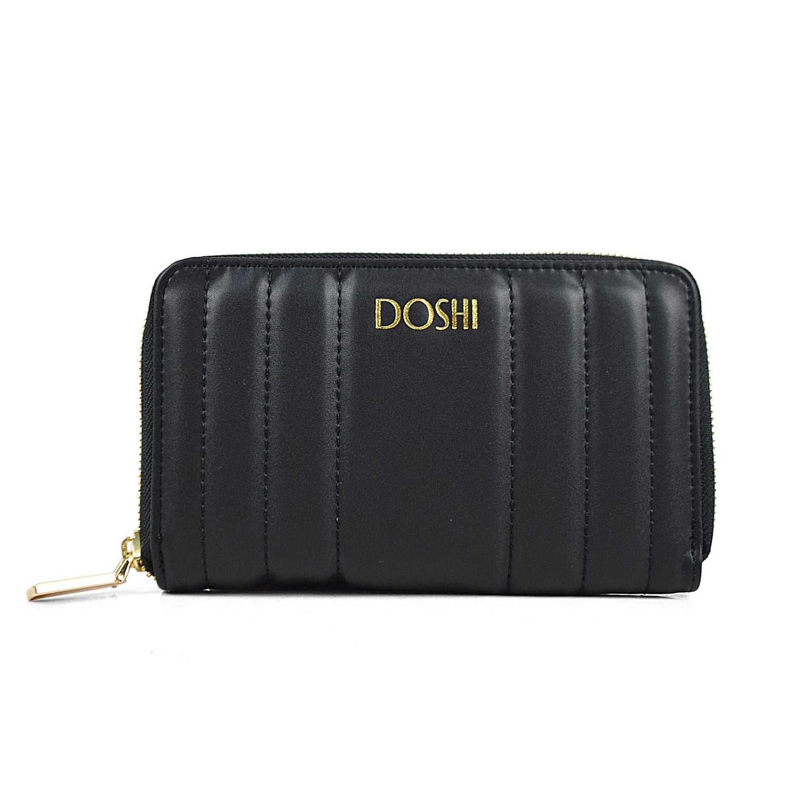 Deux Lux Wallet VEGAN Zip Around Black Woven Faux Leather