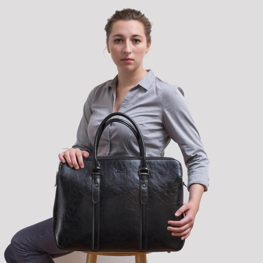 Mizuki Black Leather Briefcase Women's — Bostanten – BOSTANTEN