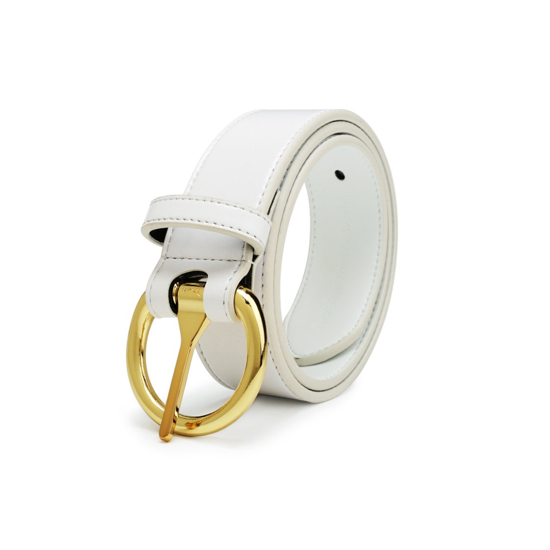 Women&#39;s Gold Ring Belt - White (Only Size 34 &amp; 37 Left)
